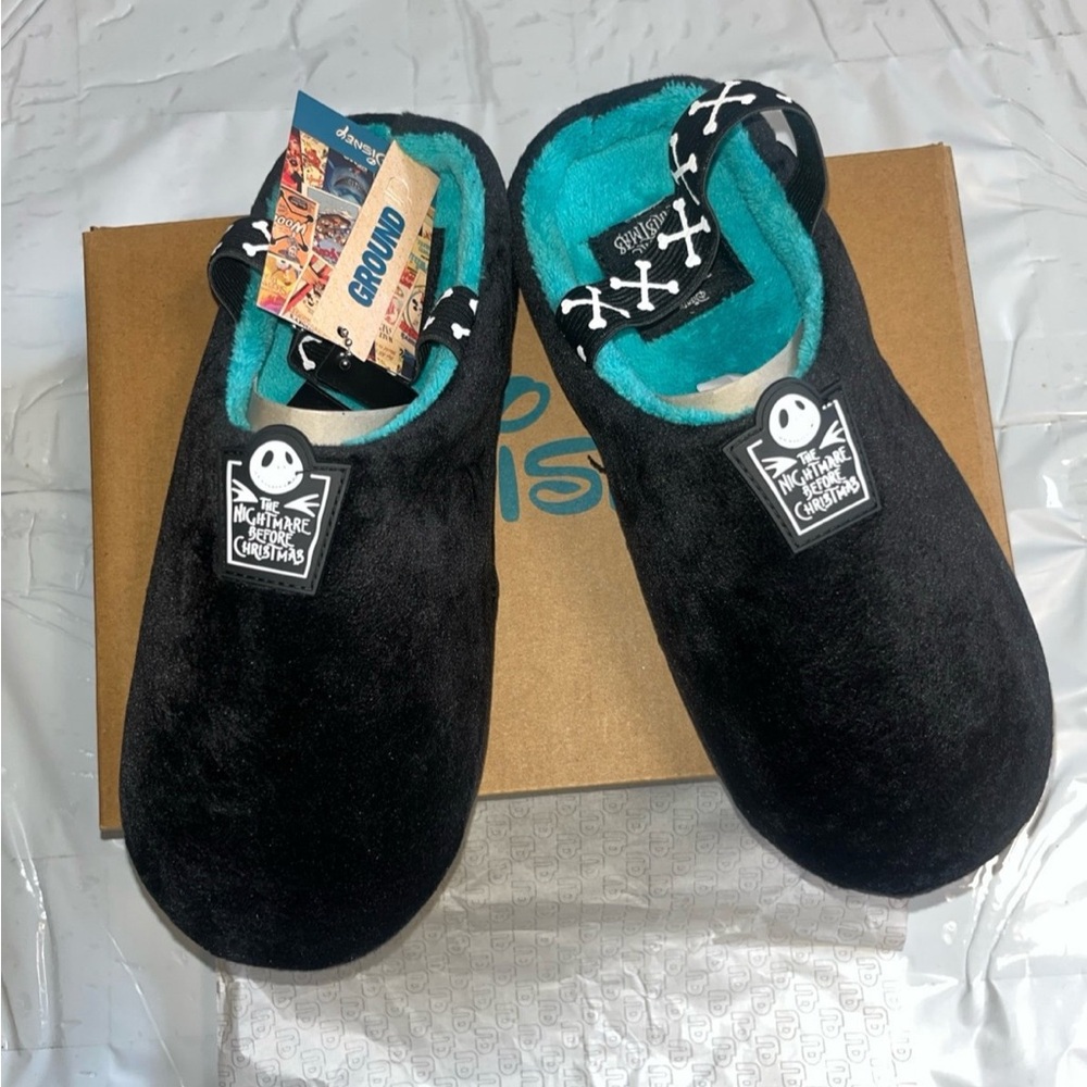 Nightmare Before Christmas Black Slippers